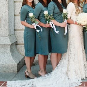 Dark teal stretchy pencil dress